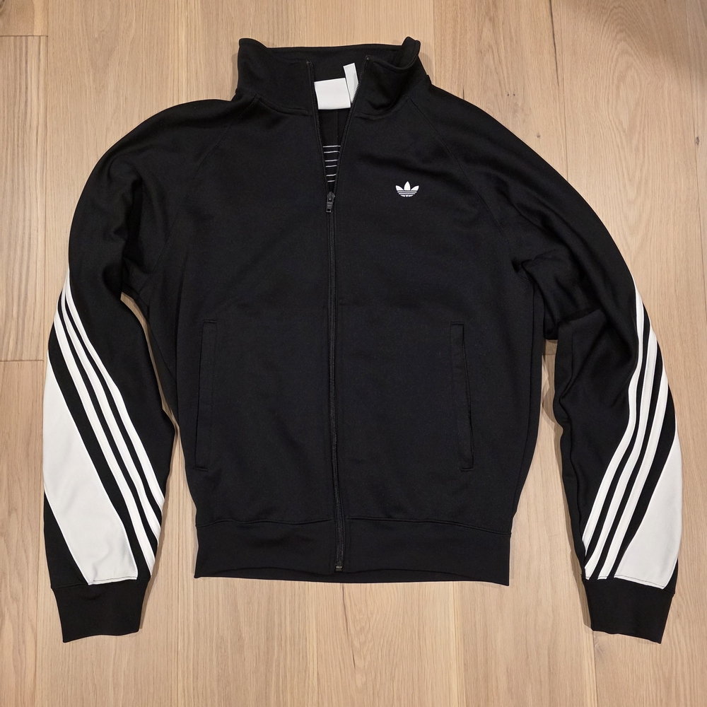 Adidas Black Track Jacket with White Stripes